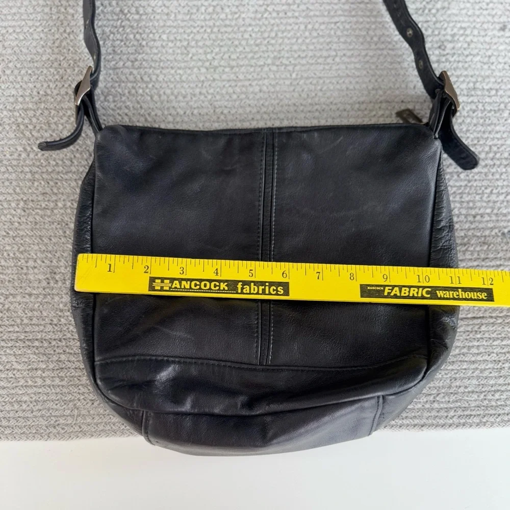 Vintage 90’s Albi Black Hobo Bag with Square Brass Details